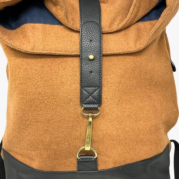 Ted Baker Cashed Fold Over Rucksack Backpack Camel Brown Black Laptop Sleeve - Picture 3 of 11